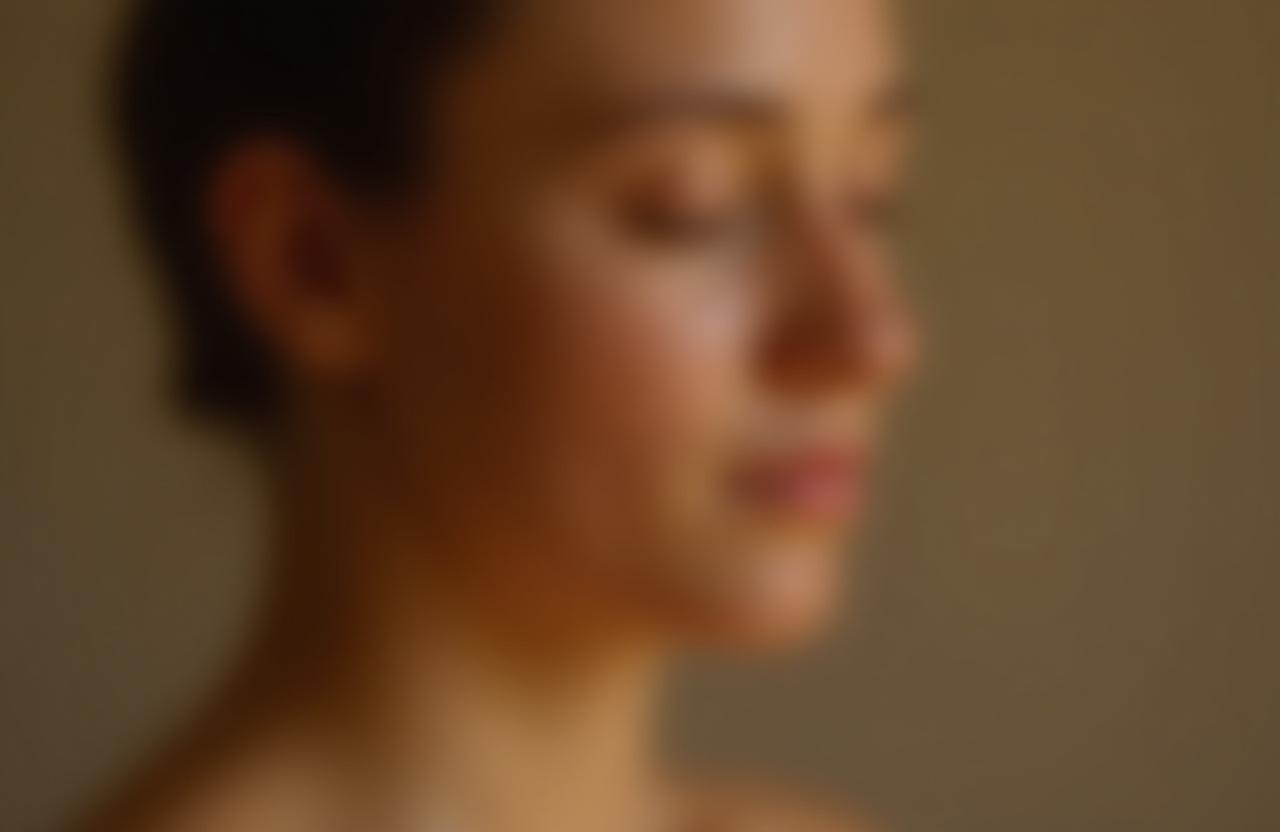 A student practicing deep breathing exercises in a sunlit room